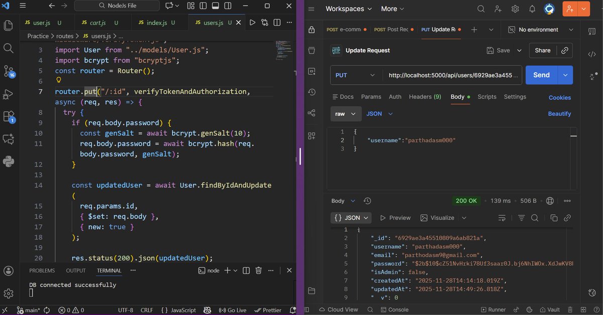 Parthodasm23's tweet image. update user information using accessToken #100DaysOfCode