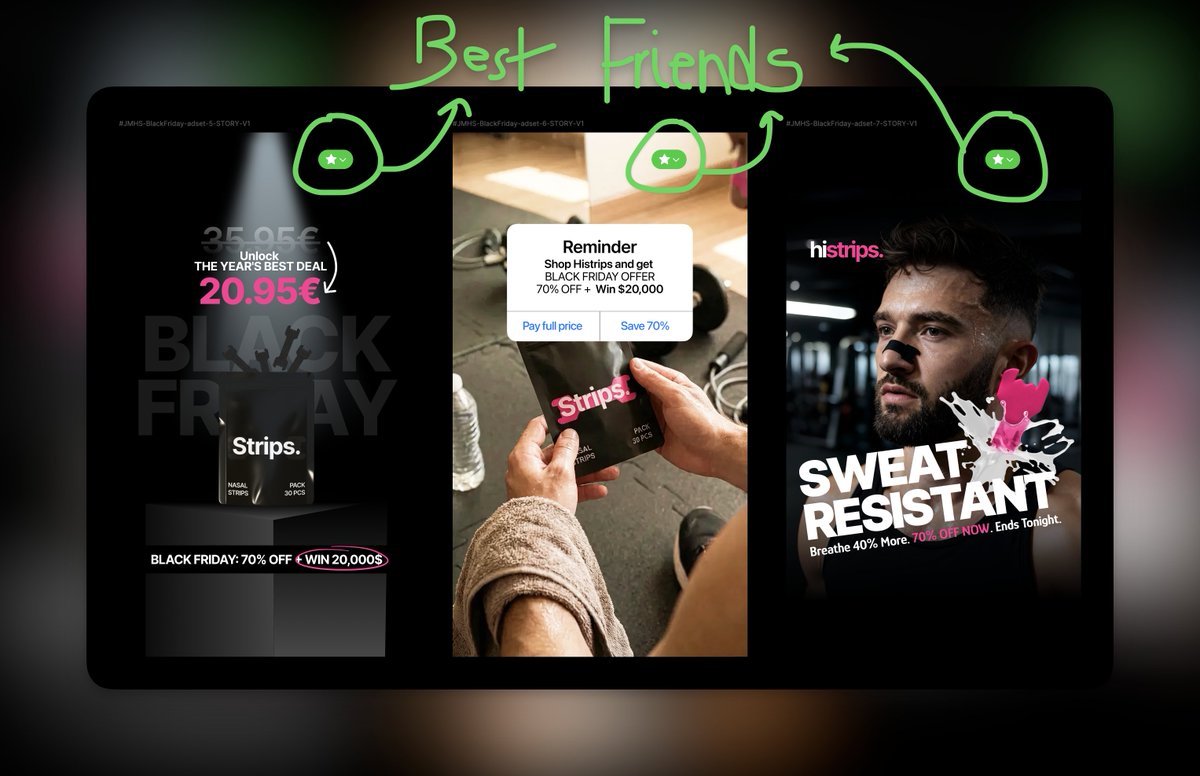 Javizecom's tweet image. Biggest BLACK FRIDAY cheat-code.

Add a fake &quot;best friends&quot; tag in the right placement of your ads and all your customers will 100% stop on it.

That way customers actually stop the scroll and read your offer = you print.

For those customers who will realize its fake, they will…