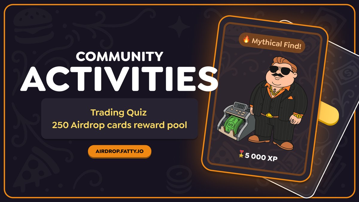 This Sunday on 30 November 2025 at 18:00 you can look forward to the first of many contests where you can win airdrop cards for our $FATTY airdrop campaign!

More info on our Discord server. See you there, Fatty community 👋!

#FATTY #Discord #Airdrop