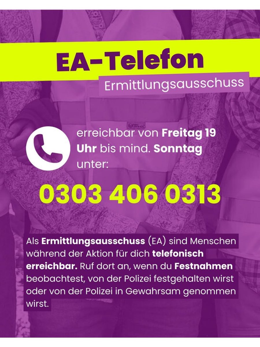 Die Linken planen Straftaten in #Gießen und verlassen sich auf Rote Hilfe + EA-Telefon, um die Terror-Genossen schnell rauszuholen.

Wer morgen also dort anruft, egal ob mit ernsthaften Fragen, absurden Geschichten oder einfach nur, um „Hallo“ zu sagen und die Leitung möglichst