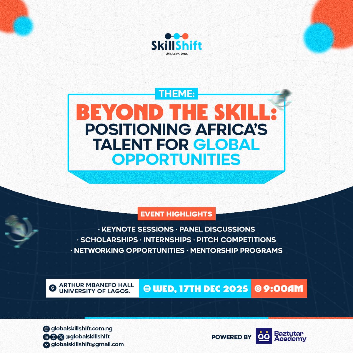 GlobaSkillShift's tweet image. Your skill is only the beginning —your GLOBAL breakthrough starts here. 🌍🚀

Global Skillshift ‘25 is bringing the opportunities, the mentors, the competitions, and the connections that move careers forward
Show up ready. Your future is already waiting for you

#Globalskillshift