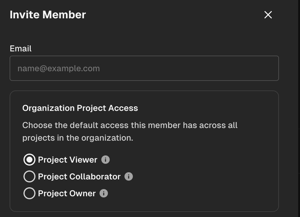 We have now added an organization level Project Collaborator so you can invite a team member and give them access to all projects.