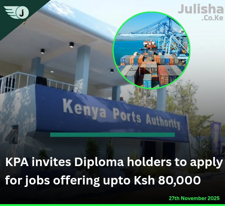 Goddie_Ke's tweet image. KPA invites Diploma holders to apply for jobs offering upto Ksh 80,000