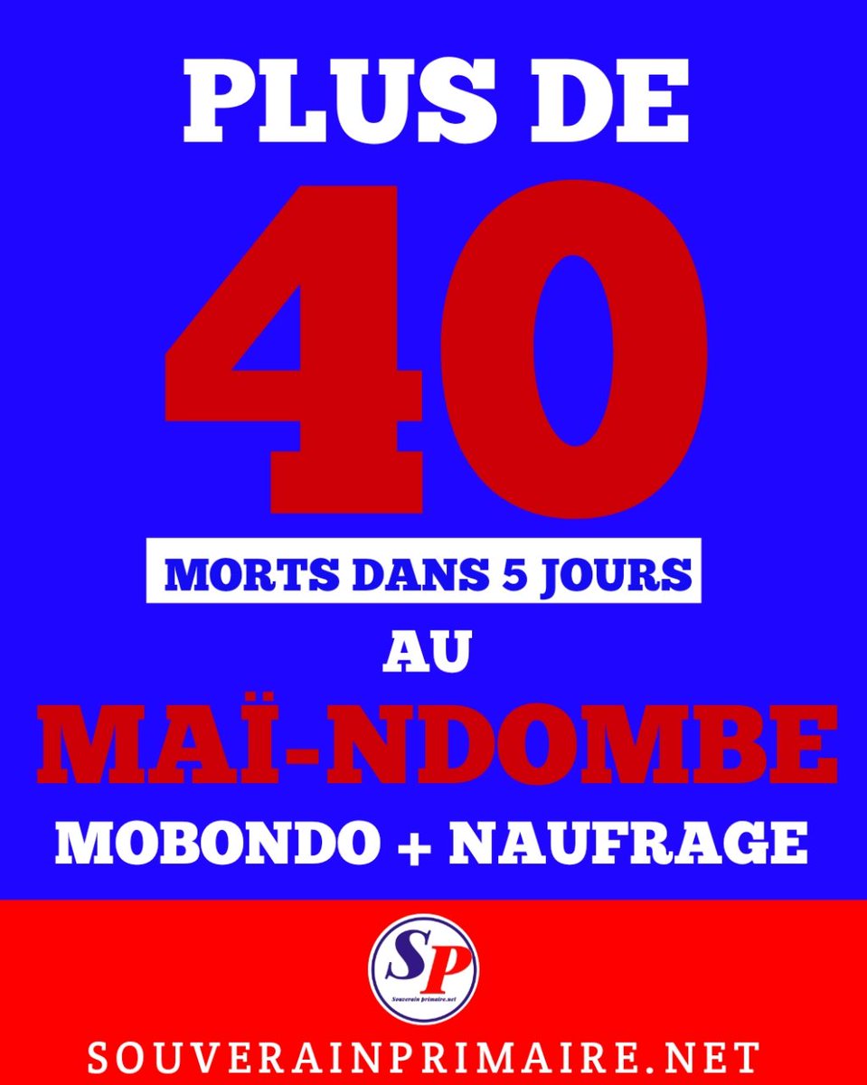 SouverainP82682's tweet photo. #RDC: Plus de 40 morts en seulement 5 jours au #MaiNdombe : attaque meurtrière de #Mobondo et naufrage tragique sur le lac Mai-Ndombe. La province est en deuil. 💔
@LukondeSama @shabani_lukoo @fatshi13_ @IsralMutombo11 @PatrickMuyaya https://t.co/I3rmqw3MGe