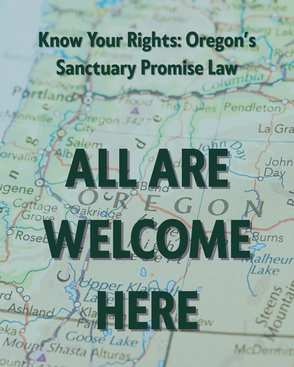 TheStatesUnited's tweet image. Our communities only work when everyone is safe enough to show up.
Oregon’s Sanctuary Promise Law protects that right.
Know it. Share it. Defend it.