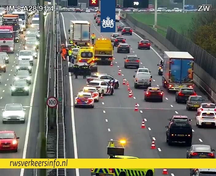 Ongeval op A28 richting Amersfoort
