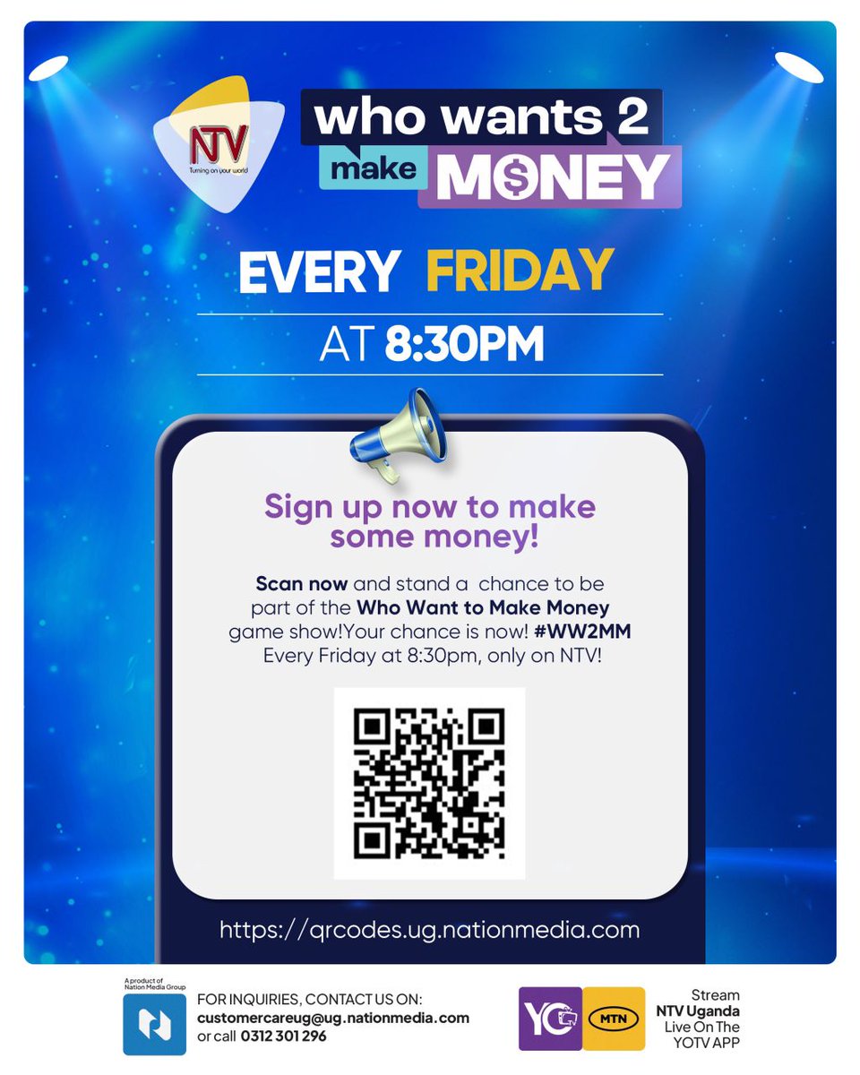 Sign up now for your chance to be part of the Who Wants To Make Money game show!

Every Friday at 8:30 p.m., game master <a href="/EdrisMatu/">edris matu segawa🇺🇬</a> is giving out real cash. Don’t miss your shot!
#WW2MM