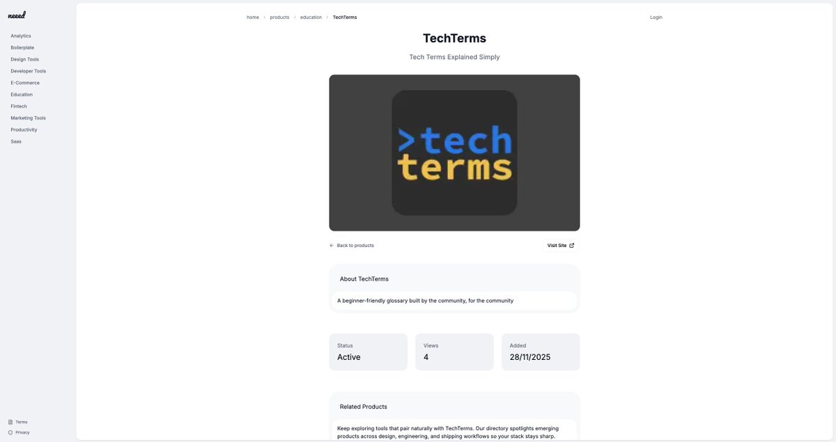 razvanmuntian's tweet image. TechTerms is featured in neeed.directory ❤️

I&apos;m now ready to call it a day and start enjoying the weekend

Thanks @joulsounet  for your great work on the directory app 🎉