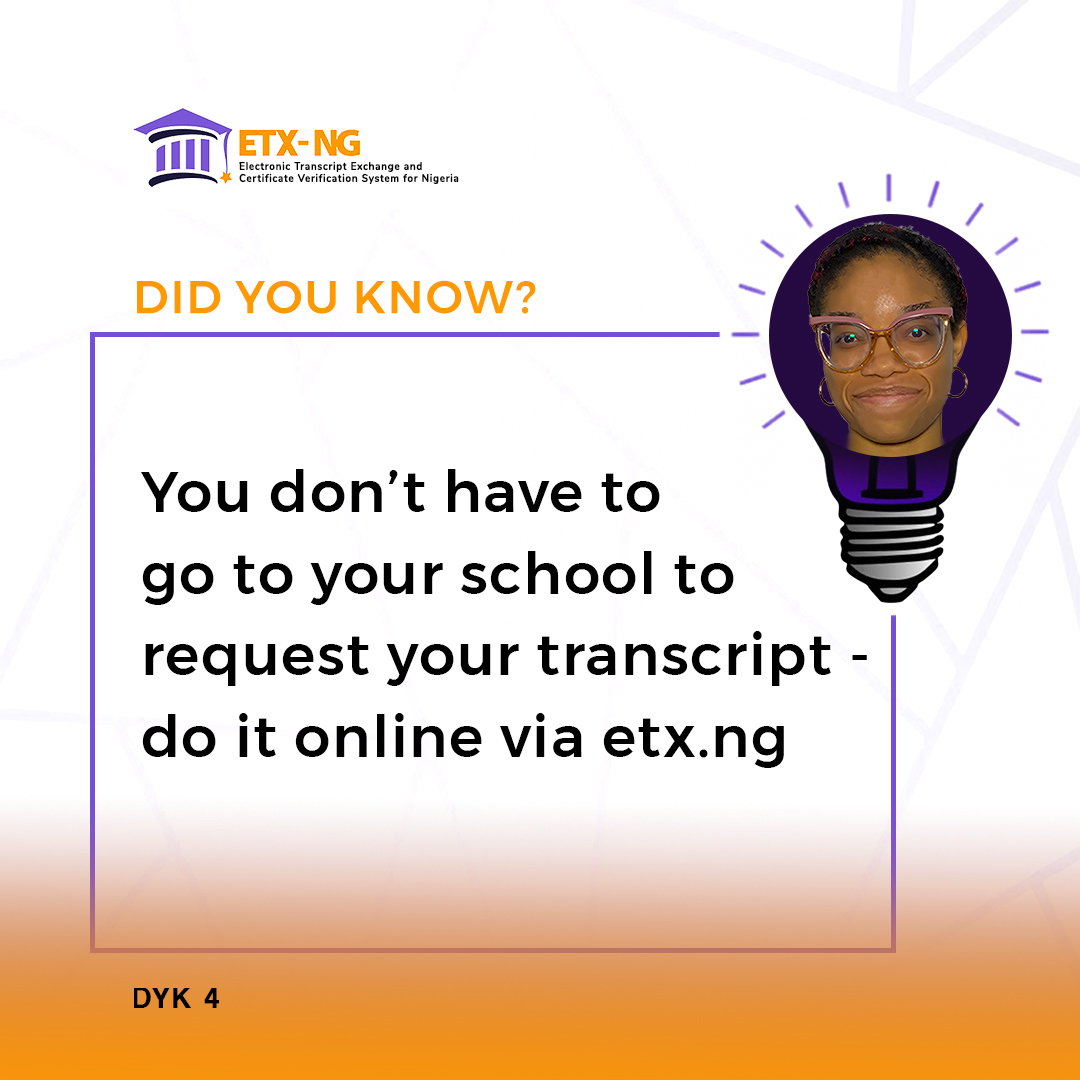etxng's tweet image. 💡 Did You Know?
You don’t have to travel to your school to get your transcript!
With etx.ng, you can request it anytime, anywhere — all online. 💻

📄 Fast. Easy. Secure.
Get started: 👉 exchange.etx.ng

#TranscriptRequest #DigitalEase #FastAndSecure