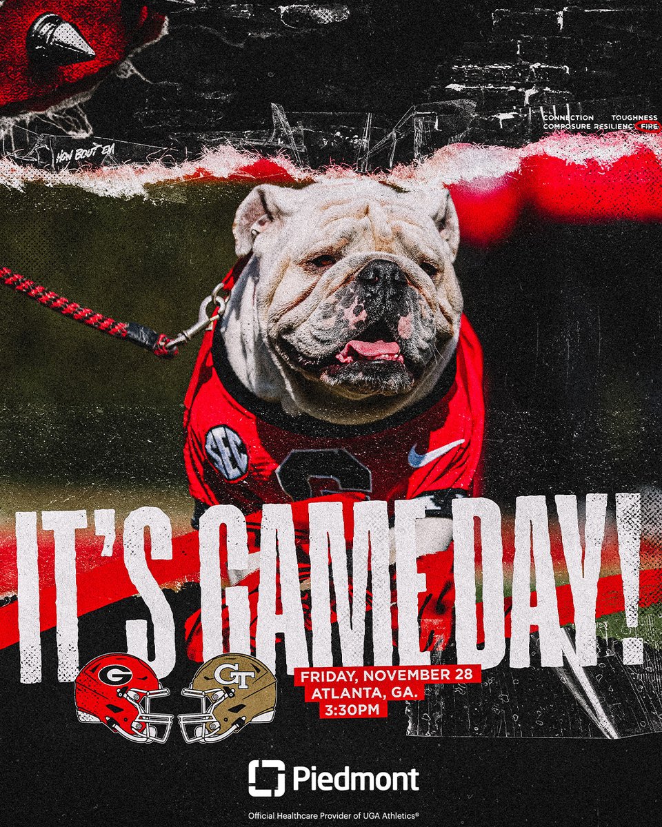 UGAAthletics's tweet image. It&apos;s Game Day in Atlanta! 

The Dawgs kick off at 3:30pm vs. Tech. 

#GoDawgs | @PiedmontHealth