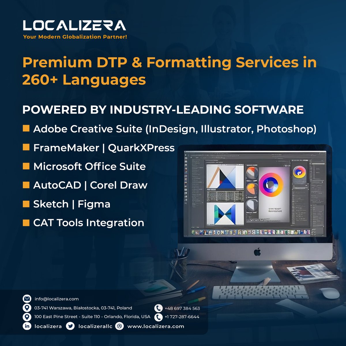 localizerallc's tweet image. Professional multilingual DTP requires the right tools. Localizera masters Adobe Creative Suite, FrameMaker, AutoCAD, Figma, &amp;amp; more. 

Whatever your source format—InDesign layouts, technical manuals, or CAD drawings, Localizera delivers.
shorturl.at/huIis