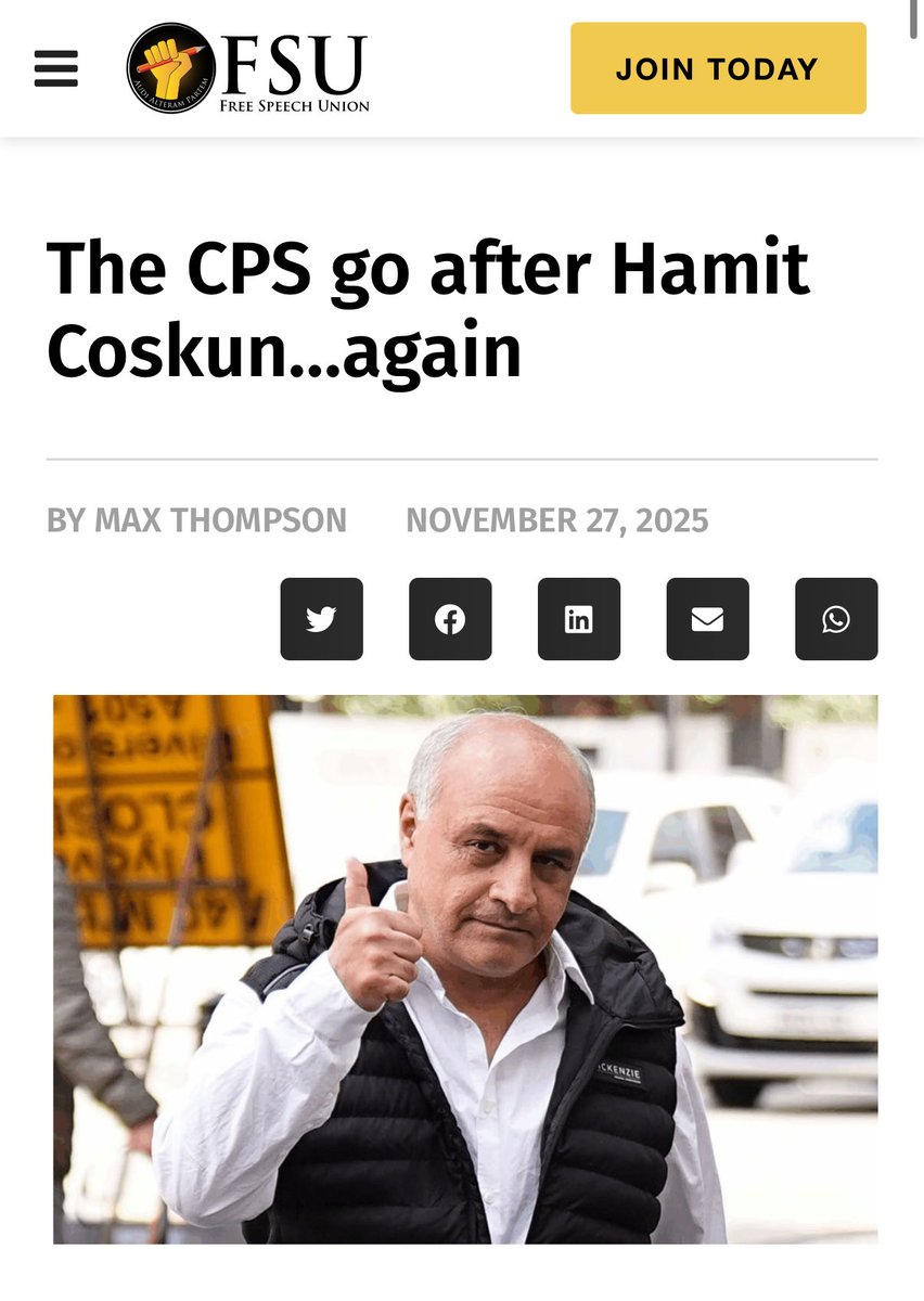 If the CPS succeeds in overturning Hamit Coskun’s acquittal, the UK will, in effect, be introducing a Muslim blasphemy law. We cannot allow that to happen.

The Free Speech Union remains steadfast in its support for Hamit and has instructed the same top legal team that secured