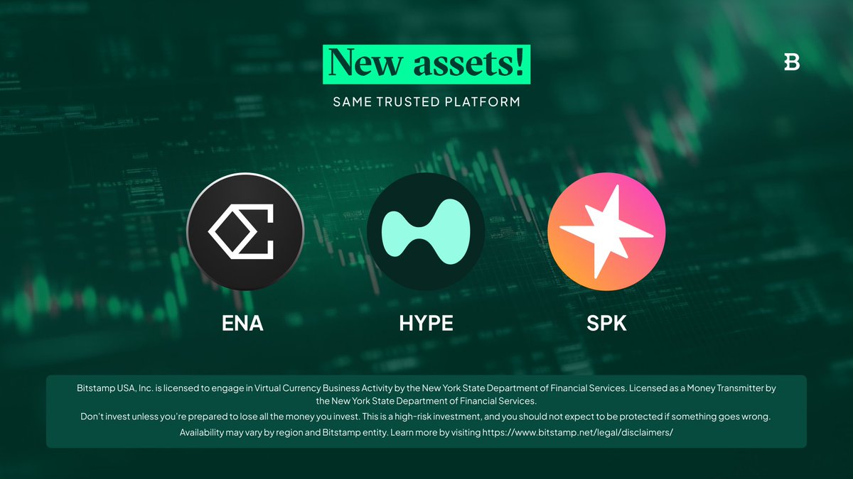$ENA, $HYPE, and $SPK are now available to trade on Bitstamp by Robinhood.