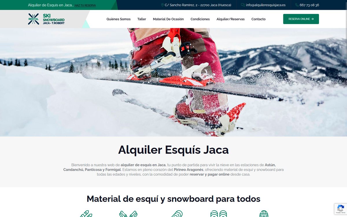 Momento perfecto 👌 para la época ❄️ que estamos de estrenar Alquiler Esquís Jaca 🎿 en alquileresquisjaca.es una nueva Web 🌐 para alquilar esquís ⛷️🏂 cerca del Pirineo 🏔️ de Huesca, repararlo 🛠️ o comprar material de ocasión 🏷️, todo a buen precio 😎 y con reserva online 💳