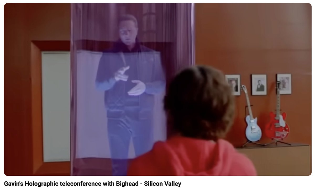 joinwebzero's tweet image. We&apos;re big fans of the TV show Silicon Valley.

In one episode, character Gavin Belson enters the teleconference as a hologram.

At @Polkadotsub0, we recreated the episode with Gavin Wood appearing as a live hologram.

The revolution WILL be holovised.