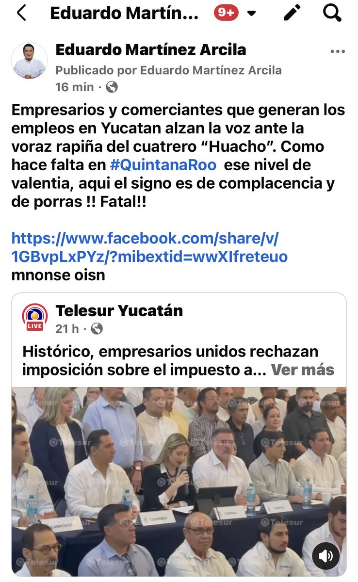 Lo que NO hay en Quintana Roo, empresarios y comerciantes con ese nivel de saber decir NO! Se necesita valentía NO simpatías! 
facebook.com/share/v/1Ajgsa…