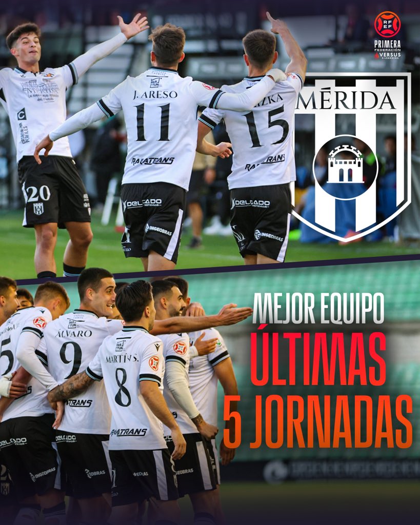 Primera_RFEF's tweet image. 🗣️ Romanos, gritadlo bien alto…

🔝 ¡El @Merida_AD es el 𝗠𝗘𝗝𝗢𝗥 𝗘𝗤𝗨𝗜𝗣𝗢 de #PrimeraFederación en el último mes!

#VersusELearning