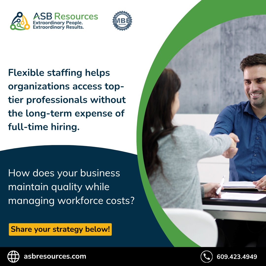 ASB_Resources's tweet image. Balancing cost efficiency with quality talent is critical. Flexible staffing helps organizations access top-tier professionals without the long-term expense of full-time hiring. 

#CostOptimization #TechConsulting #AgileWorkforce #ITStrategy