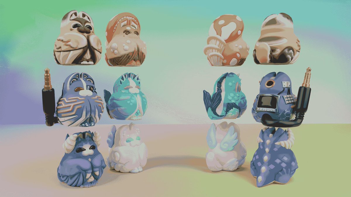 It was a lot of work, but I'm happy to finally introduce this lil family of orbs I call Chu-Chus😁💚The group includes 6 Chu-Chus; Common, Shroom, Retro, Aquatic, Dragon &amp; Angelic☺️✨All info's on my site, engagement &amp; support are always SUPER appreciated🥹💚#dongdesign #squishy