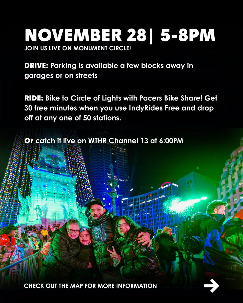 IndyDT's tweet photo. Get ready for Circle of Lights® presented by IBEW 481 this Friday! 

You won’t want to miss this time-honored tradition filled with musical performances, guest appearances, and so much more 👀 Join us on Monument Circle at 5PM to kick off the holiday season 🎄 https://t.co/3YUL1r0zVI