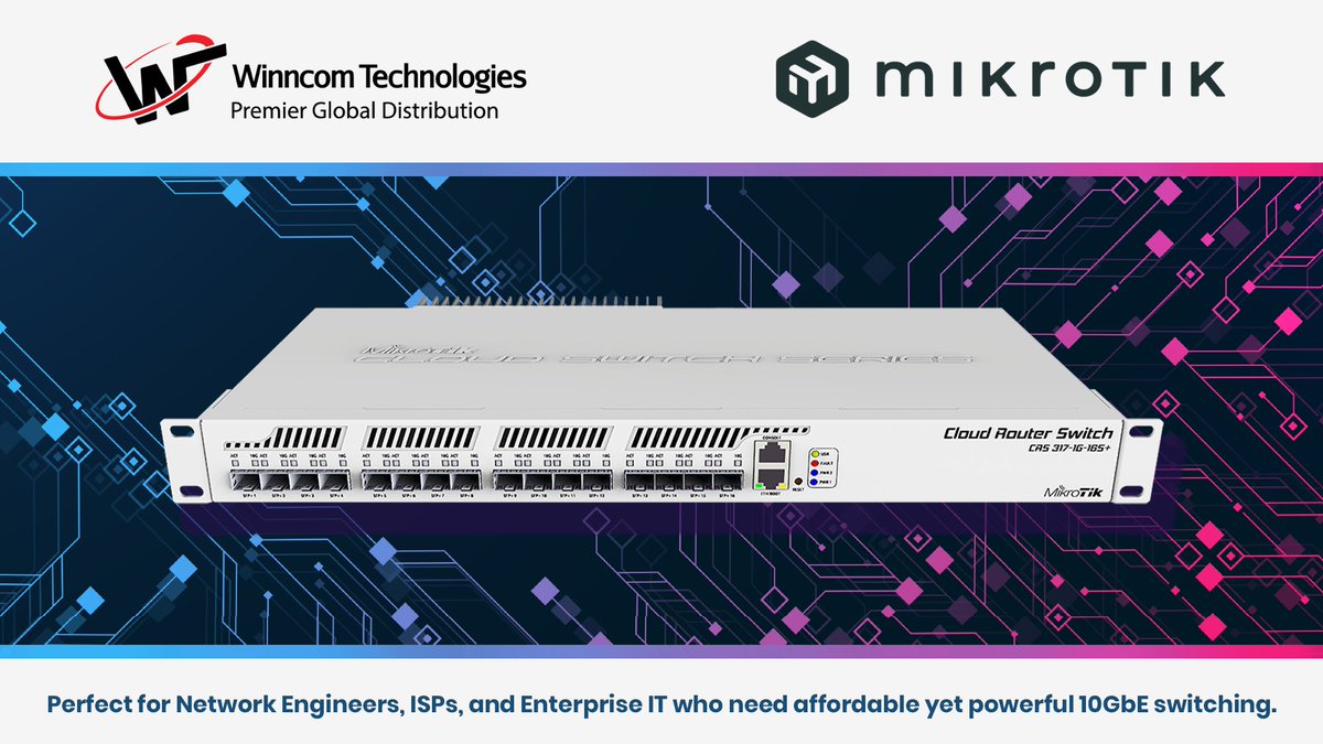 WinncomTech's tweet image. Meet the @MikroTik CRS317-1G-18S+RM - your rackmount-ready solution for fiber aggregation, 10GbE backhaul, and enterprise-grade reliability.

The CRS317 delivers performance without compromise. 

🔗 Shop all MikroTik_com sale items: ow.ly/haBH50Xy6LI