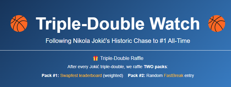 petjokicshorses's tweet image. Plan your Jokic triple double record watch and take a look at active prize pool here: mvponflow.cc/tdwatch