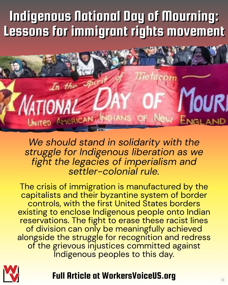 WorkersVoice_US's tweet photo. https://t.co/qPCiG0ciBt
#NationalDayofMourning #NDOM #IndigenousLiberation #Immigration https://t.co/OPeqfxeIPU