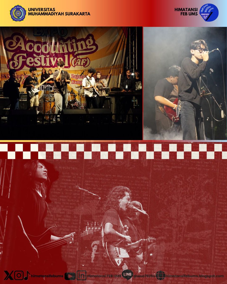 himatansiFEBUMS's tweet image. Kegiatan ini diharapkan dapat menjadi wadah mahasiswa umum FEB UMS UMKM se-Solo Raya untuk  mempromosikan produknya. Selain itu, acara ini dimeriahkan oleh 𝘨𝘶𝘦𝘴𝘵 𝘴𝘵𝘢𝘳 yaitu Soloensis beserta band pendamping

#HIMATANSI2025
#SmartInAccounting
#SmartInLife
#EXPO