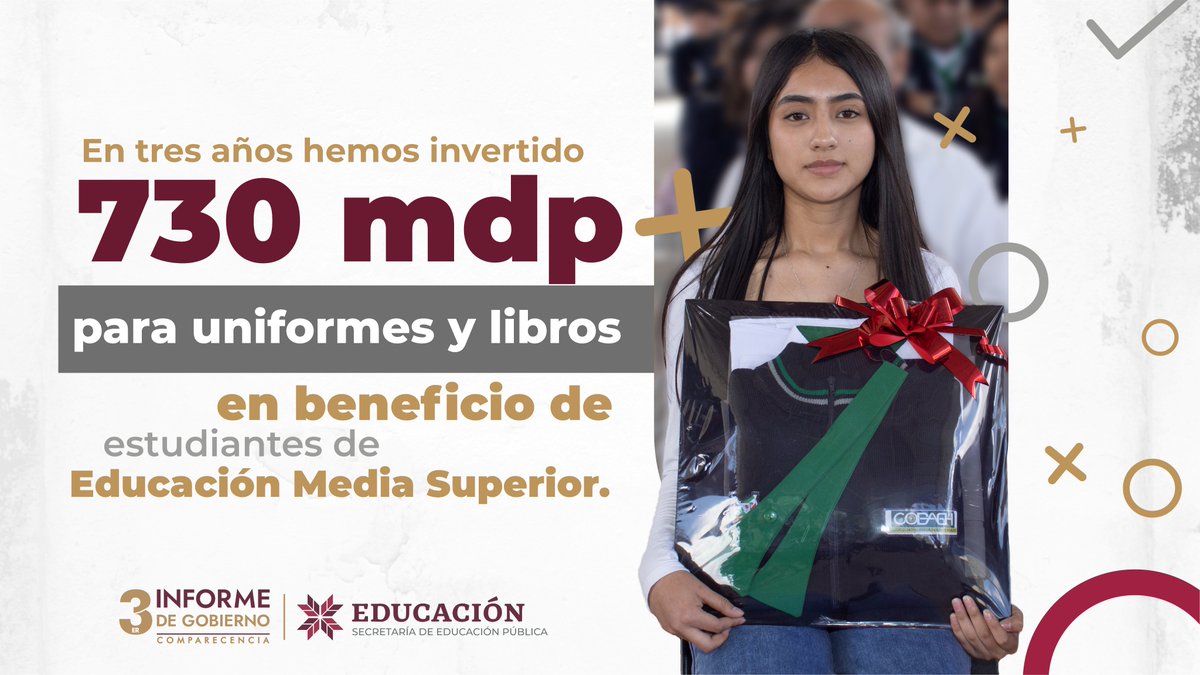 SEPHidalgo's tweet image. 🎓 En los últimos 3 años, más de 70 mil estudiantes de educación media superior han recibido uniformes y libros de texto del nuevo Marco Curricular Común, con una inversión total de 730 millones de pesos.
Con estas acciones, seguimos construyendo una educación moderna, equitativa…