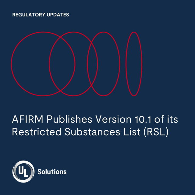 ulDanOShea's tweet image. AFIRM Group (Apparel and Footwear International RSL Management Working Group) published Version 10.1 of its Restricted Substances List (RSL). Read additional details here: s.ul.com/47JkXs8 #weareULSolutions #AFIRM