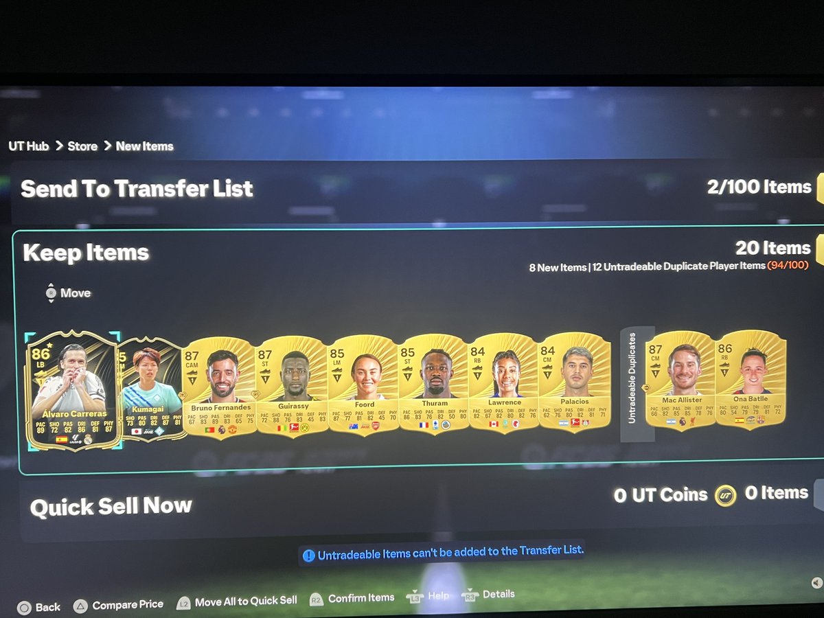 BazRM7's tweet image. I opened the 84x20 packs from the store, my pulls from all😕 anyone got a big pull out of the thunderstruck/black Friday event already? Let me know in the comments ⬇️#eafc #FC26