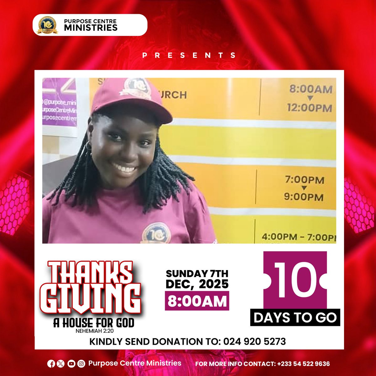purpose_mini's tweet image. Get ready for a special Thanks Giving service

Join us on Sunday, December 7th, 2025, at 8:00 AM as we come together to celebrate and give thanks. Only  09 days to go!

#ThanksGiving #purposecentreministries