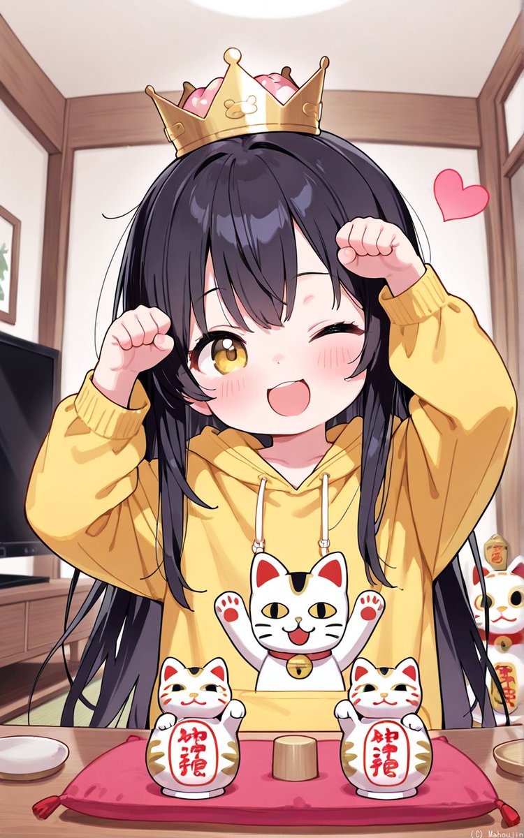 Mahoubito's tweet photo. 「招き猫とミライちゃん」

「可愛いでしょー♪」

投稿者「ﾐ���ｲﾁｬﾝﾓｶﾜｲｲﾔｯﾀｰ!!」
―――
最初は招き猫なポーズをミライちゃんに取ってもらいたかったのですが、中々そのポーズを出せず、素直に抱っこしてもらいました。
―――
#AIイラスト #AIart #ミライファンアート https://t.co/QsBVp7eiDZ