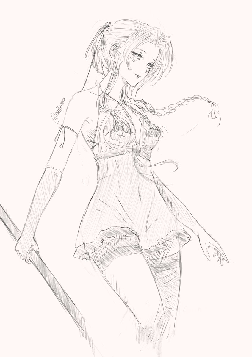 #Aerith as #Kainé, yay 😍😍😍!! 
Maybe I'll finish this doodle later 🥰