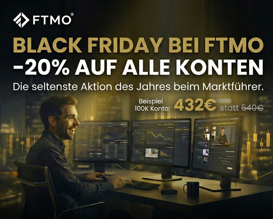 🔴 NUR NOCH BIS MORGEN (29.11.)
Die 20% Aktion bei FTMO läuft ab! Das ist deine Chance auf ein günstiges Fremdkapital-Konto beim besten Anbieter. Der Deal:➡️ 100k Account für nur 432€ (statt 540€) ➡️ Hol dir den Rabatt, bevor er weg ist: 👇👇👇trader.ftmo.com/?affiliates=34…