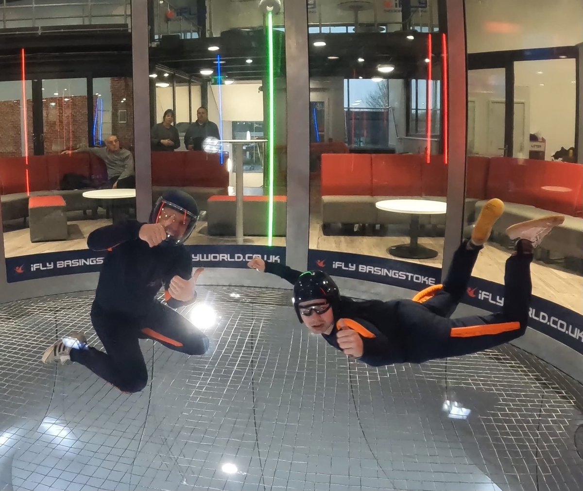 LearnSkydiving's tweet photo. Thomas #indoorskydiving in #Basingstoke #windtunnel. 
He's on his #AFFcourse and learning how to #fly his body, so his #AFF #skydiving course is easier and more enjoyable. 
https://t.co/hWWIwh6C26 https://t.co/hUCChg6cYr