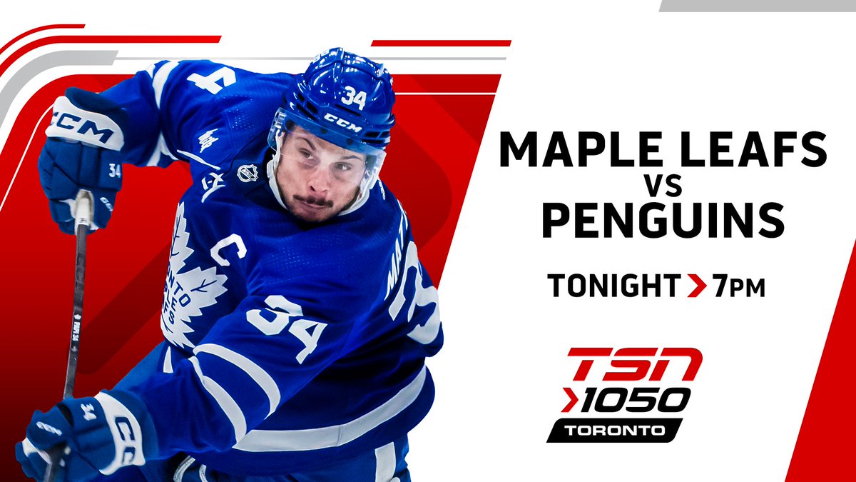 TSN1050Radio's tweet image. Listen/Stream the #MapleLeafs take on the #Penguins in #NHL action on TSN 1050! Coverage begins tonight at 6pm with @jimtatti and @StuMunrue, followed by puck drop at 7pm with @Bonsie1951 and @Jim_Ralph on the call! #LeafsForever

iheart.com/live/tsn-1050-…