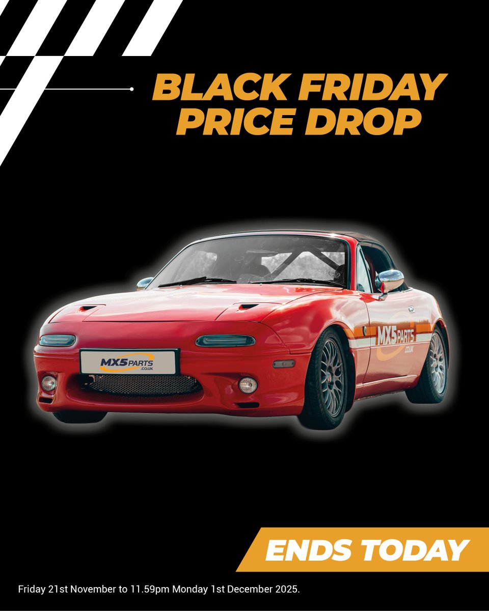 MX5parts's tweet image. Our Black Friday Price Drop Ends Tonight

If you haven&apos;t yet saved 10% off those parts and accessories you&apos;ve been thinking about, you&apos;re in danger of missing out - our price drop ends at midnight!

#ClassicCar #mx5ownersclub #eunos #miatagang #mx5parts #blackfriday