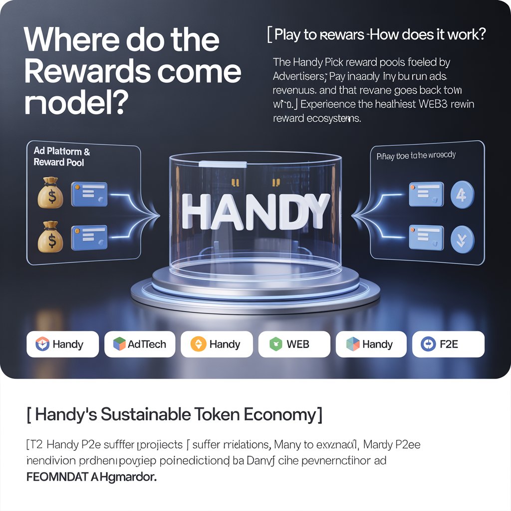 HandyProject's tweet photo. HANDY  ?
Where do the rewards come from? (Sustainable Model)
Ad Platform & Reward Pool

💰 Play to Earn—How does it work?
The Handy Pick reward pool is fueled by Ad Revenue.
Advertisers pay in $HANDY to run ads, and that revenue goes back to the users who win predictions! ♻️
Experience the healthiest Web3 reward ecosystem.
#TokenEconomy #AdTech #Web3 #HANDY #F2E

[💡 Handy’s Sustainable Token Economy]
Many P2E projects suffer from inflation, but Handy is different.
We inject external ad revenue (Fiat/Coin) into the $HANDY ecosystem to maintain the Treasury Fund. Your activity creates value, and that value returns to you. #BTC #ETH #BSC #SOL