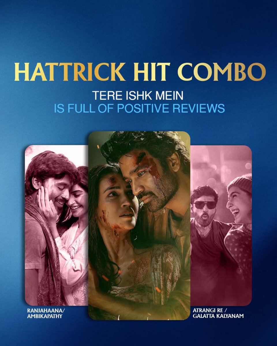 It's a Hattrick Hit combo #Dhanush &amp; #AnandLRai masters the art of movie that conveys heavy emotions. #TereIshkMein opens up with full of positive reviews
#SBKTalkies #tuticorin