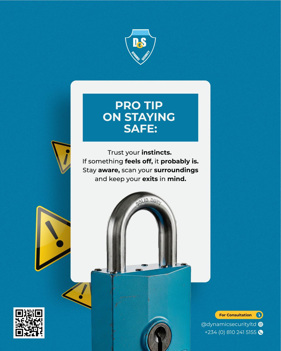 Dynamicgroups01's tweet image. Stay sharp. When something feels off, trust it and step away.
Your safety starts with awareness.
📩 DM or call ☎️ 0810 241 5155
#DSGSecurity #EventSecurity #Instincts