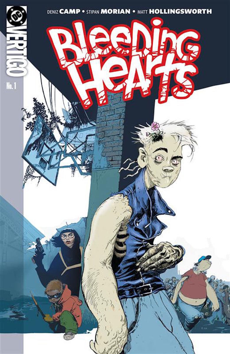 Our new Vertigo ongoing series, Bleeding Hearts! It's "zombies with feelings", or "walking dead if one of the zombies started to wonder if eating people was wrong"