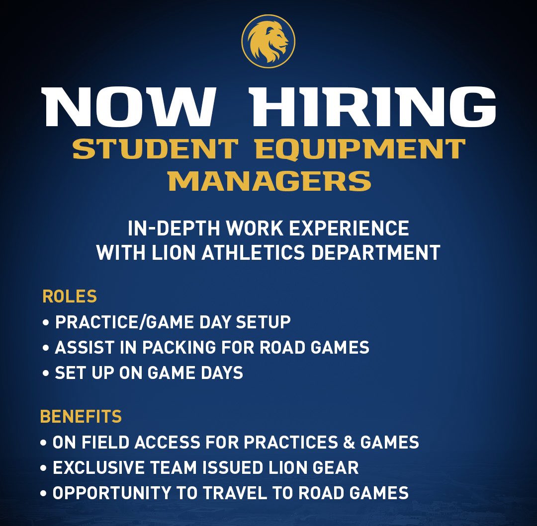 We are looking for Student Equipment Managers to join our Equipment Staff. Reach out to <a href="/admisner16/">Adler Leadlove-Misner</a> or <a href="/JilianMary/">Jilian Roberts</a> if you are interested!

Email: adler.misner@etamu.edu

#EQLife 

<a href="/Lion_Athletics/">East Texas A&M Lion Athletics</a> 
<a href="/etamuniversity/">East Texas A&M University 🦁</a>