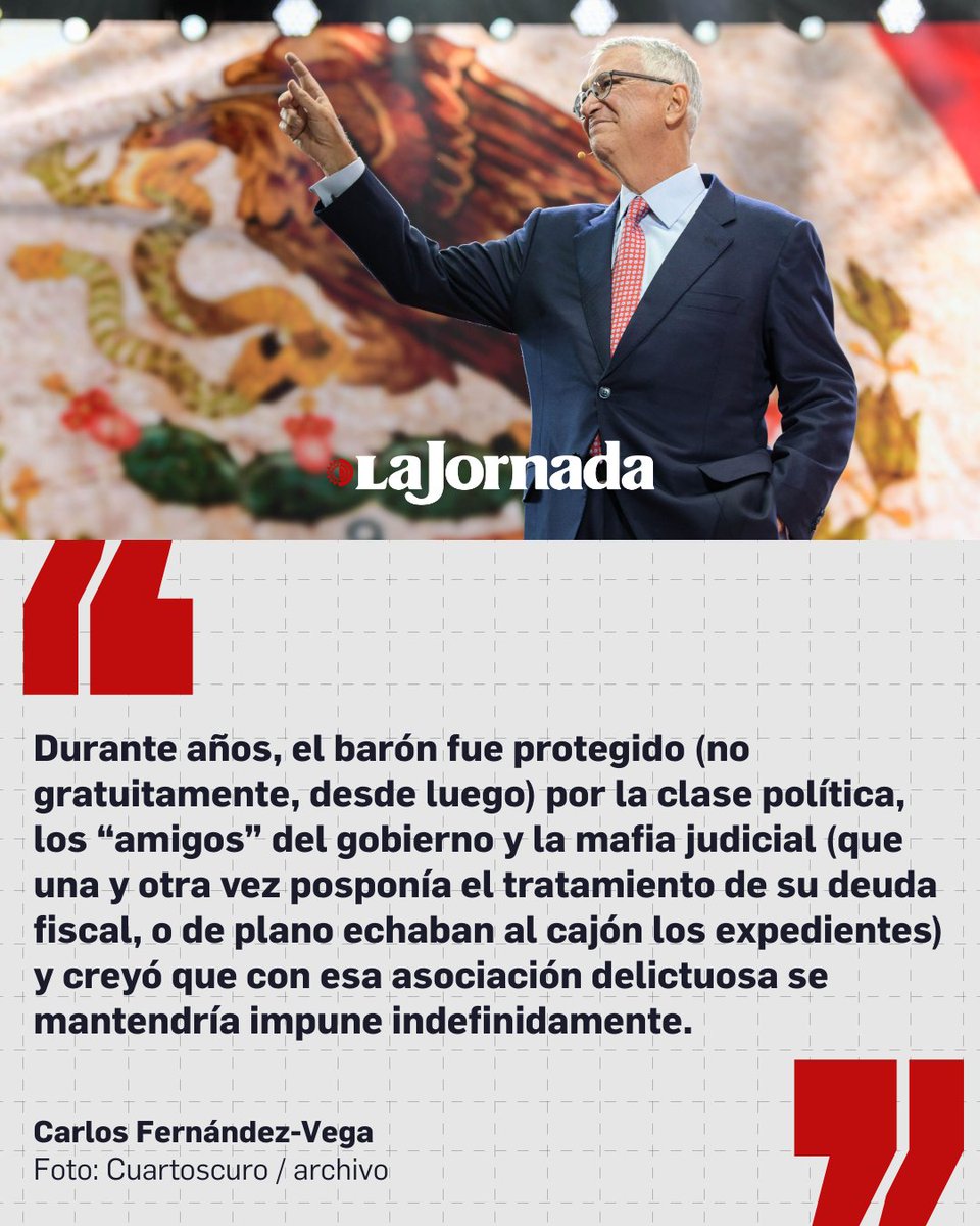 #MéxicoSA, columna de <a href="/cafevega/">Carlos Fernández-Vega</a>

Tras 16 años de evadir cómodamente al fisco y vivir en su mundo fantástico, fue tal su abuso que el engrudo terminó por hacérsele bolas y Ricardo Salinas Pliego ya mordió el polvo: ayer, la Suprema Corte de Justicia de la Nación (SCJN) dio luz