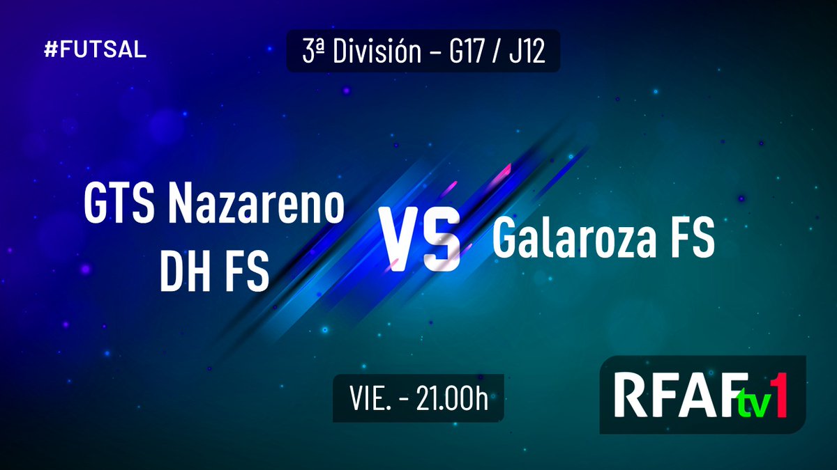 RFAF's tweet image. 😎 El viernes mejora con este 𝐏𝐀𝐑𝐓𝐈𝐃𝐀𝐙𝐎 de #futsal

⚔️ @NazarenoDHFS 🆚  @GalarozaFS

📺 En directo en el canal 1️⃣ de #RFAFtv
📲 Descarga GRATIS RFAFtv en tu móvil o tablet 
👉 bit.ly/DescargaRFAFtv

💟#FutsalRFAF
