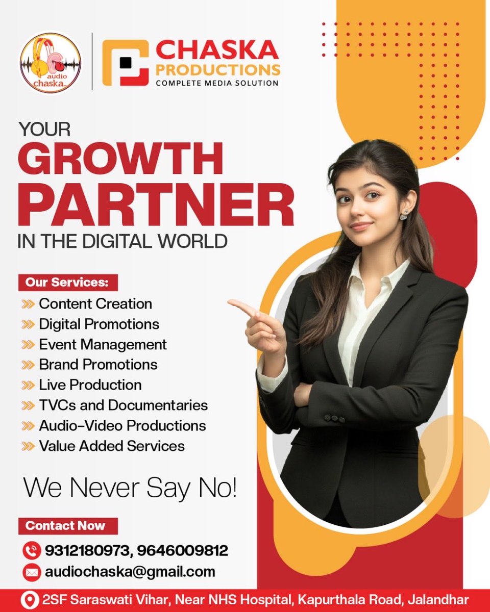 ChaskaProd's tweet image. Transform your brand with expert content creation, digital promotions &amp;amp; full-scale media solutions.
At Chaska Productions, We Never Say No!

#ChaskaProductions #DigitalMedia #BrandPromotion