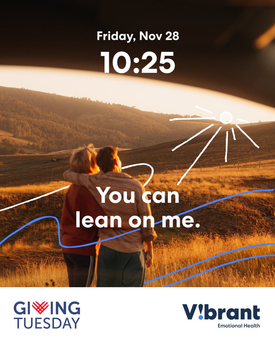 vibrantforall's tweet image. Hearing reminders from someone who understands what you&apos;re going through, like a peer supporter, can be comforting. 💙

This #GivingTuesday, your support helps ensure that kind of connection is always available for individuals &amp;amp; families who need it most: bit.ly/47XJEkU.