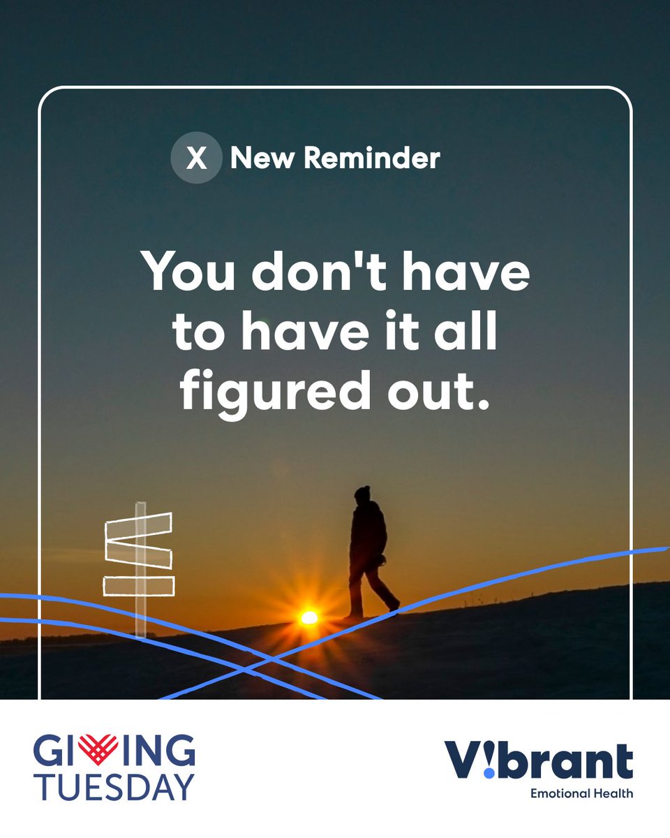 vibrantforall's tweet image. Hearing reminders from someone who understands what you&apos;re going through, like a peer supporter, can be comforting. 💙

This #GivingTuesday, your support helps ensure that kind of connection is always available for individuals &amp;amp; families who need it most: bit.ly/47XJEkU.