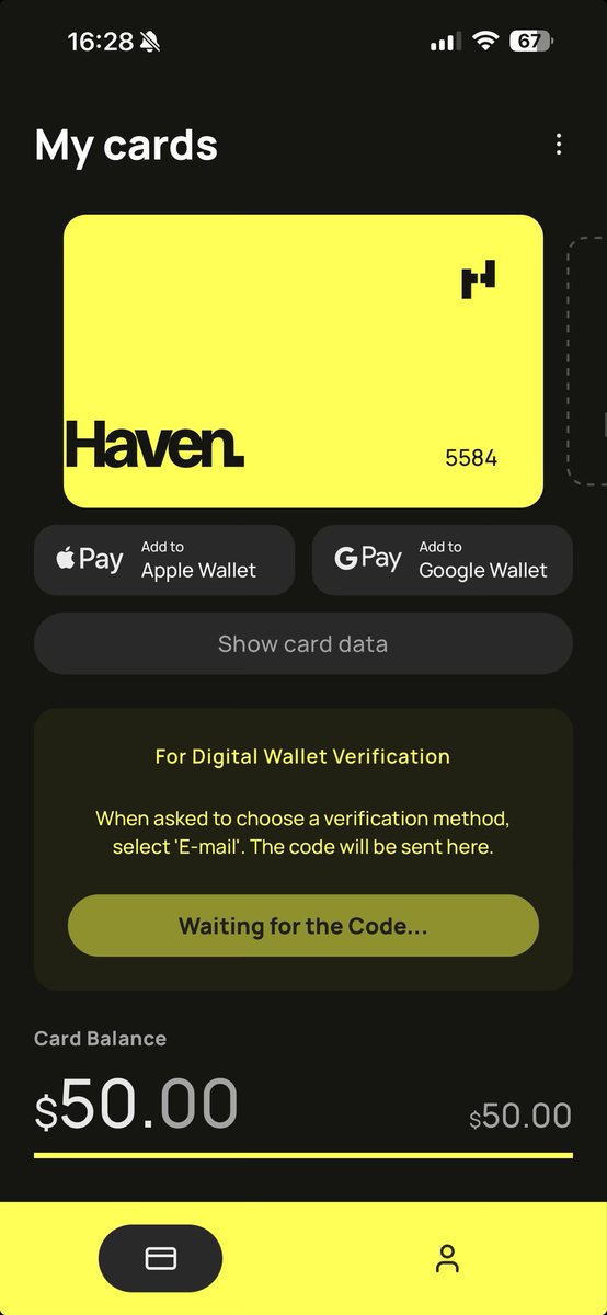 Rubyto's tweet image. Just topped up my @Haven_Hn_ card 💳