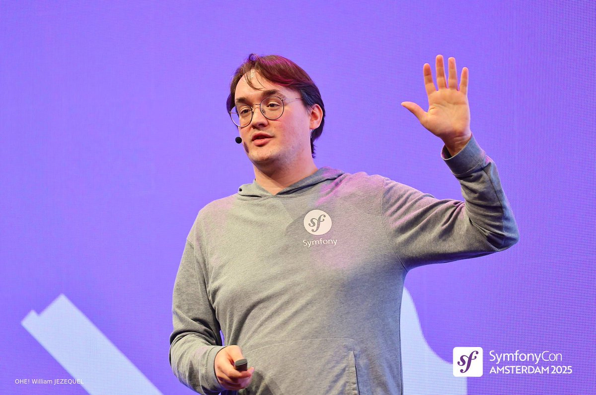 symfonycon's tweet image. 🚀 Live now! 
Titouan Galopin (@titouangalopin) with “Emerging AI Design Patterns in Symfony”

At #SymfonyCon 2025, Titouan is showing how to make LLMs production-ready in Symfony — from prompt writing to agent orchestration, guardrails, and observability! 🤖💻✨

#Symfony #PHP